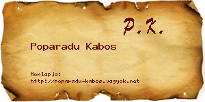 Poparadu Kabos névjegykártya